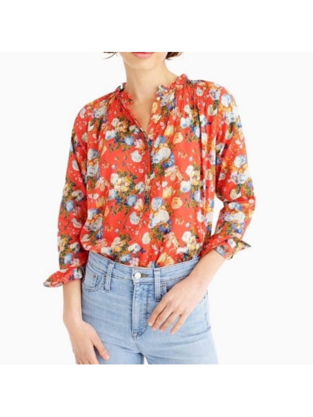 J.Crew Liberty floral popover blouse Size 4